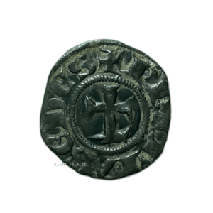 Denier de LYON, rare aux 2 points superposés, XIII ème siècle.