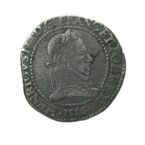 Franc d'argent d'Henri III de 1586 sur (3) pour Lyon