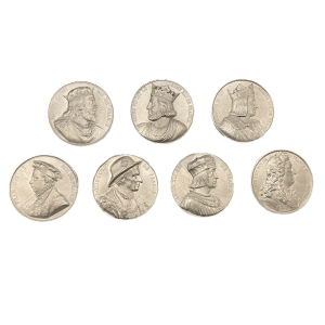 Lot de 7 médailles commémoratives en plomb des rois de France