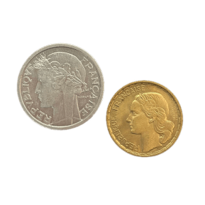 Lot d'une pièce de 2 francs et une pièce de 20 francs