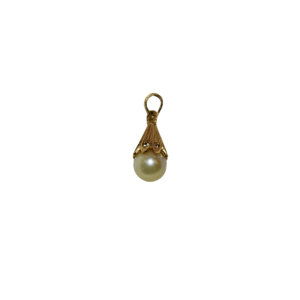 Pendentif avec perle blanche d'eau douce et brillants