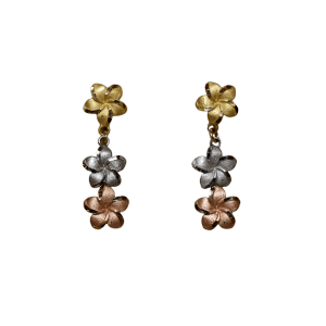 Boucles d'oreilles florales aux trois ors