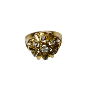 Bague florale avec sept brillants