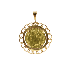 Pendentif or monté d'une  20 francs Napoléon Ier