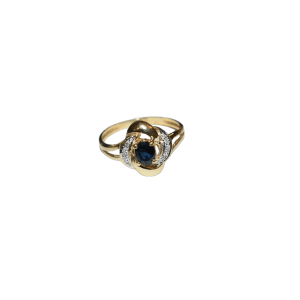 Bague florale sertie d'un saphir et de brillants