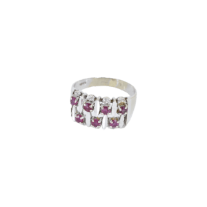 Bague or blanc sertie de 7 rubis