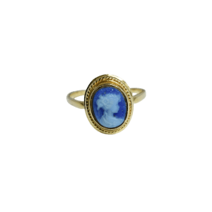 Bague or 750 Camée bleue