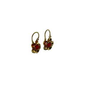 Boucles d'oreilles fleurs or 750 Grenats