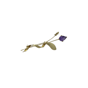 Broche Florale or 750 Améthiste