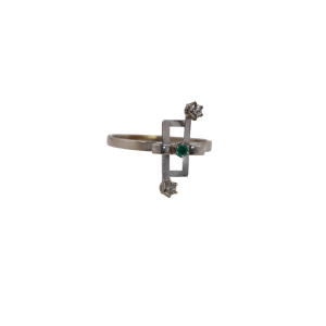 Bague or blanc 750 Emeraude / Diamants